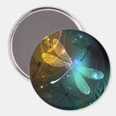 Groene lichtgevende libel vlucht magneet (Voorkant / Achterkant)