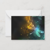 Groene lichtgevende libel vlucht notitiekaartje (Voorkant)