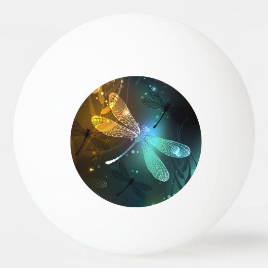 Groene lichtgevende libel vlucht pingpongbal (Voorkant)