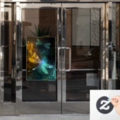 Groene lichtgevende libel vlucht raamsticker (Kantoordeur)