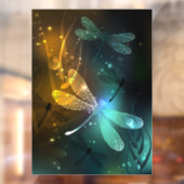 Groene lichtgevende libel vlucht raamsticker (Vel 2)