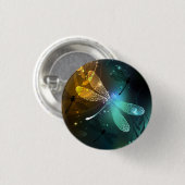 Groene lichtgevende libel vlucht ronde button 3,2 cm (Voorkant /achterkant)