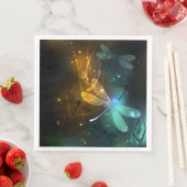 Groene lichtgevende libel vlucht servet (Insitu)