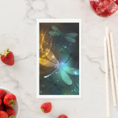 Groene lichtgevende libel vlucht servet (Insitu)