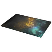 Groene lichtgevende libel vlucht snijplank (Hoek)