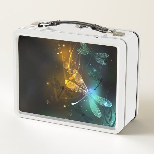 Groene lichtgevende libelvlucht (Achterkant)