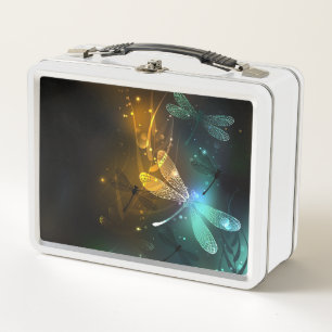 Groene lichtgevende libelvlucht