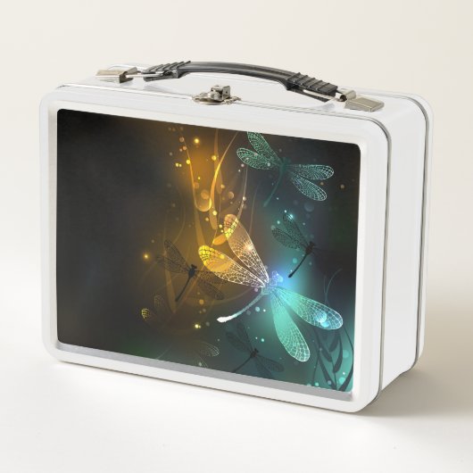 Groene lichtgevende libelvlucht (Voorkant)