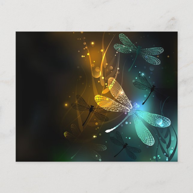 Groene lichtgevende libelvlucht (Voorkant)
