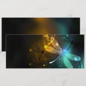 Groene lichtgevende libelvlucht aankondiging (Voorkant / Achterkant)