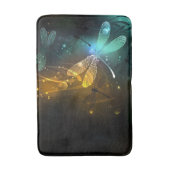 Groene lichtgevende libelvlucht badmat (Voorkant Verticaal)