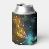 Groene lichtgevende libelvlucht blikjeskoeler (Blikje Voorkant)