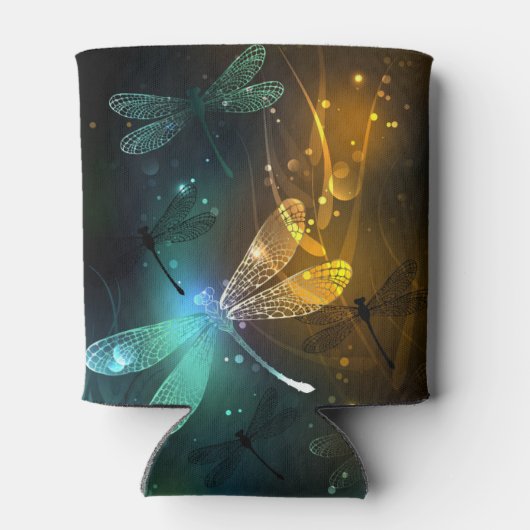 Groene lichtgevende libelvlucht blikjeskoeler (Achterkant)