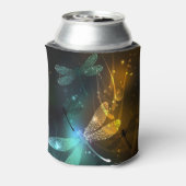 Groene lichtgevende libelvlucht blikjeskoeler (Blikje Achterkant)