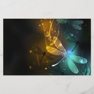 Groene lichtgevende libelvlucht briefpapier