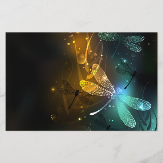 Groene lichtgevende libelvlucht briefpapier (Voorkant)