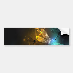 Groene lichtgevende libelvlucht bumpersticker