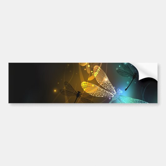Groene lichtgevende libelvlucht bumpersticker (Voorkant)