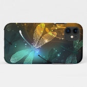 Groene lichtgevende libelvlucht Case-Mate iPhone case (Achterkant (horizontaal))