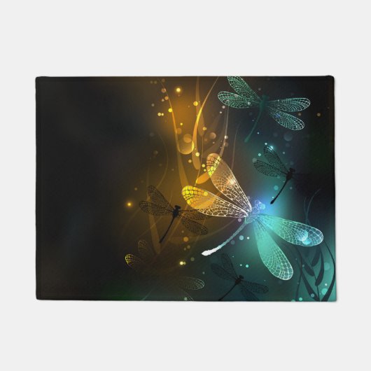 Groene lichtgevende libelvlucht deurmat (Voorkant)