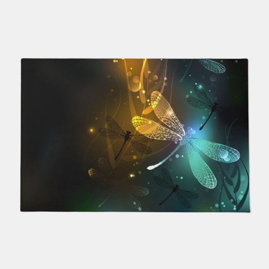 Groene lichtgevende libelvlucht deurmat (Voorkant)