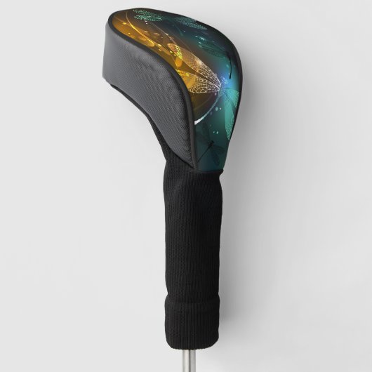 Groene lichtgevende libelvlucht golfheadcover (Schuin)