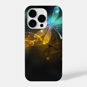 Groene lichtgevende libelvlucht iPhone 14 plus hoesje