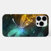 Groene lichtgevende libelvlucht iPhone hoesje (Achterkant horizontaal)