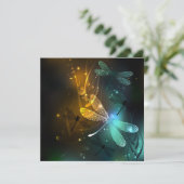 Groene lichtgevende libelvlucht kaart (Staand voorkant)