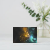 Groene lichtgevende libelvlucht kortingskaartje (Staand voorkant)