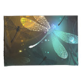 Groene lichtgevende libelvlucht kussensloop (Voorkant-Rechts)