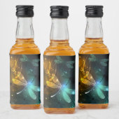 Groene lichtgevende libelvlucht likeurfles etiket (Flessen)