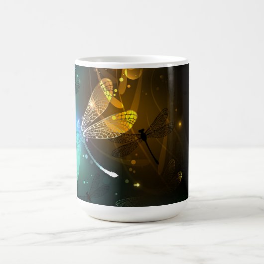 Groene lichtgevende libelvlucht magische mok (Midden)