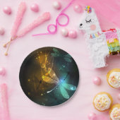 Groene lichtgevende libelvlucht papieren bordje (Feest)