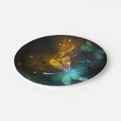 Groene lichtgevende libelvlucht papieren bordje (Gekanteld)