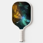Groene lichtgevende libelvlucht pickleball paddle (Achterkant)