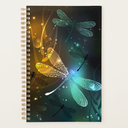 Groene lichtgevende libelvlucht planner (Voorkant)