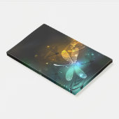 Groene lichtgevende libelvlucht post-it® notes (Schuin)