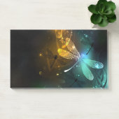 Groene lichtgevende libelvlucht post-it® notes (Kantoor)