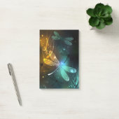 Groene lichtgevende libelvlucht post-it® notes (Kantoor)