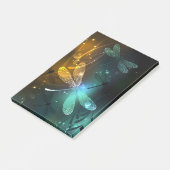 Groene lichtgevende libelvlucht post-it® notes (Schuin)