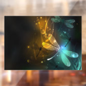 Groene lichtgevende libelvlucht raamsticker (Vel 2)