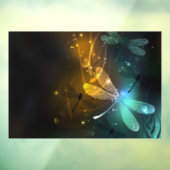 Groene lichtgevende libelvlucht raamsticker (Vel 3)