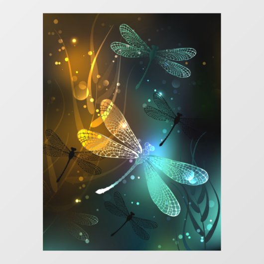 Groene lichtgevende libelvlucht raamsticker (Vel)