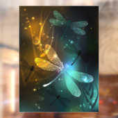 Groene lichtgevende libelvlucht raamsticker (Vel 2)