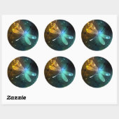 Groene lichtgevende libelvlucht ronde sticker (Vel)