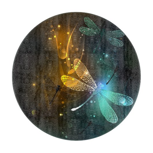 Groene lichtgevende libelvlucht snijplank (Voorkant)