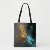 Groene lichtgevende libelvlucht tote bag (Voorkant)