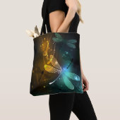 Groene lichtgevende libelvlucht tote bag (Dichtbij)