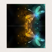 Groene lichtgevende libelvlucht visitekaartje (Buitenkant ongevouwen)